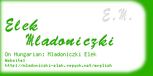 elek mladoniczki business card